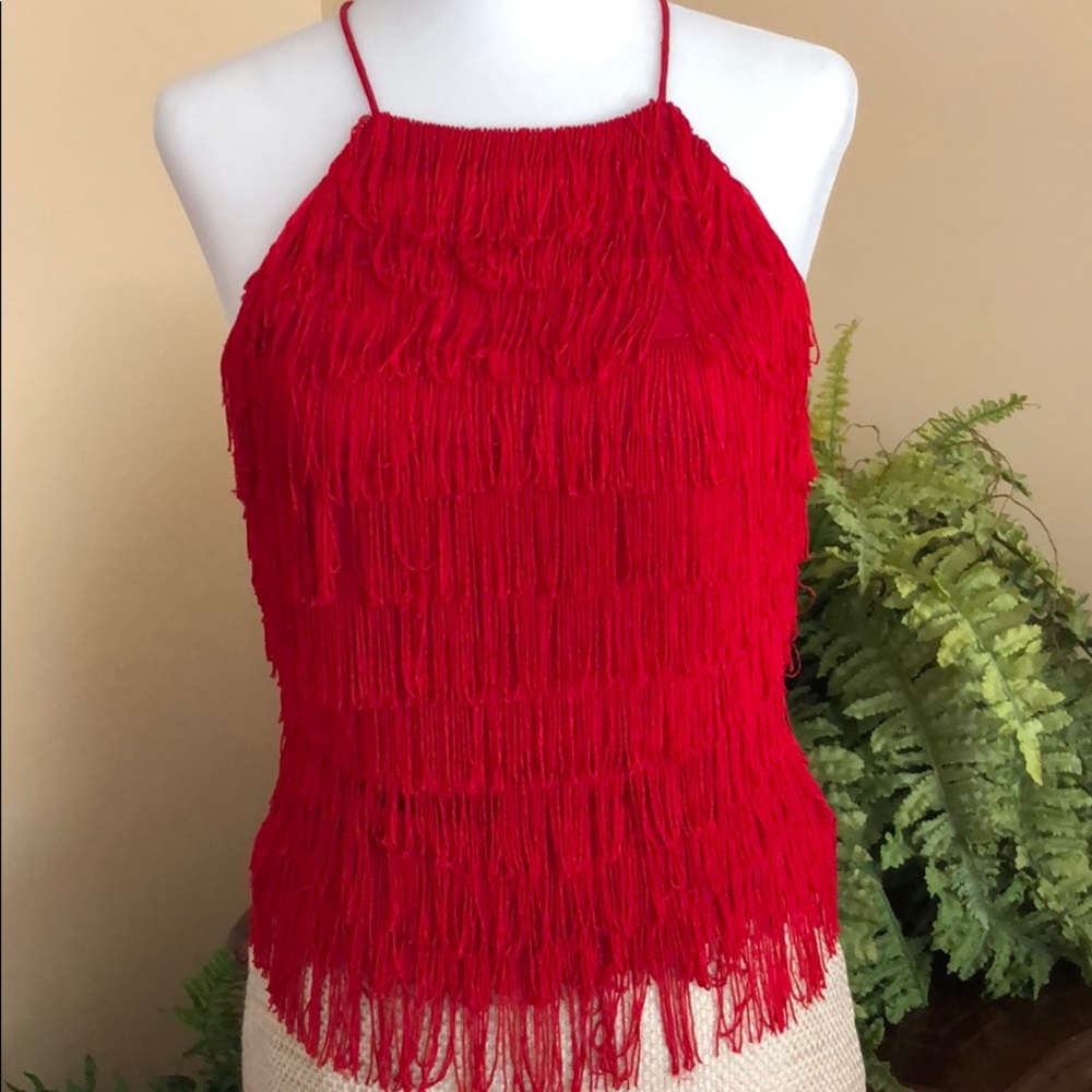 Planet evening red top. Size 8.
